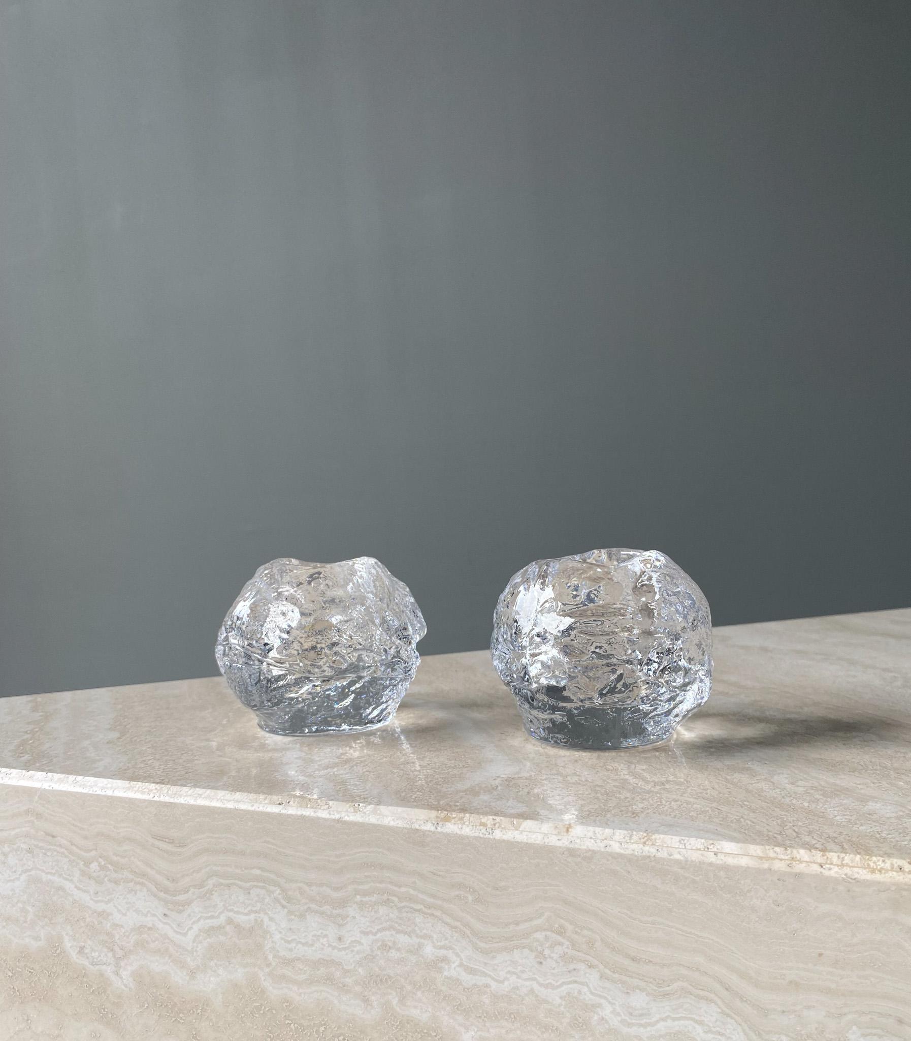 Ann Wolff Snowball Glass Crystal Candle Holder for Kosta Boda, Sweden, circa 1980s.