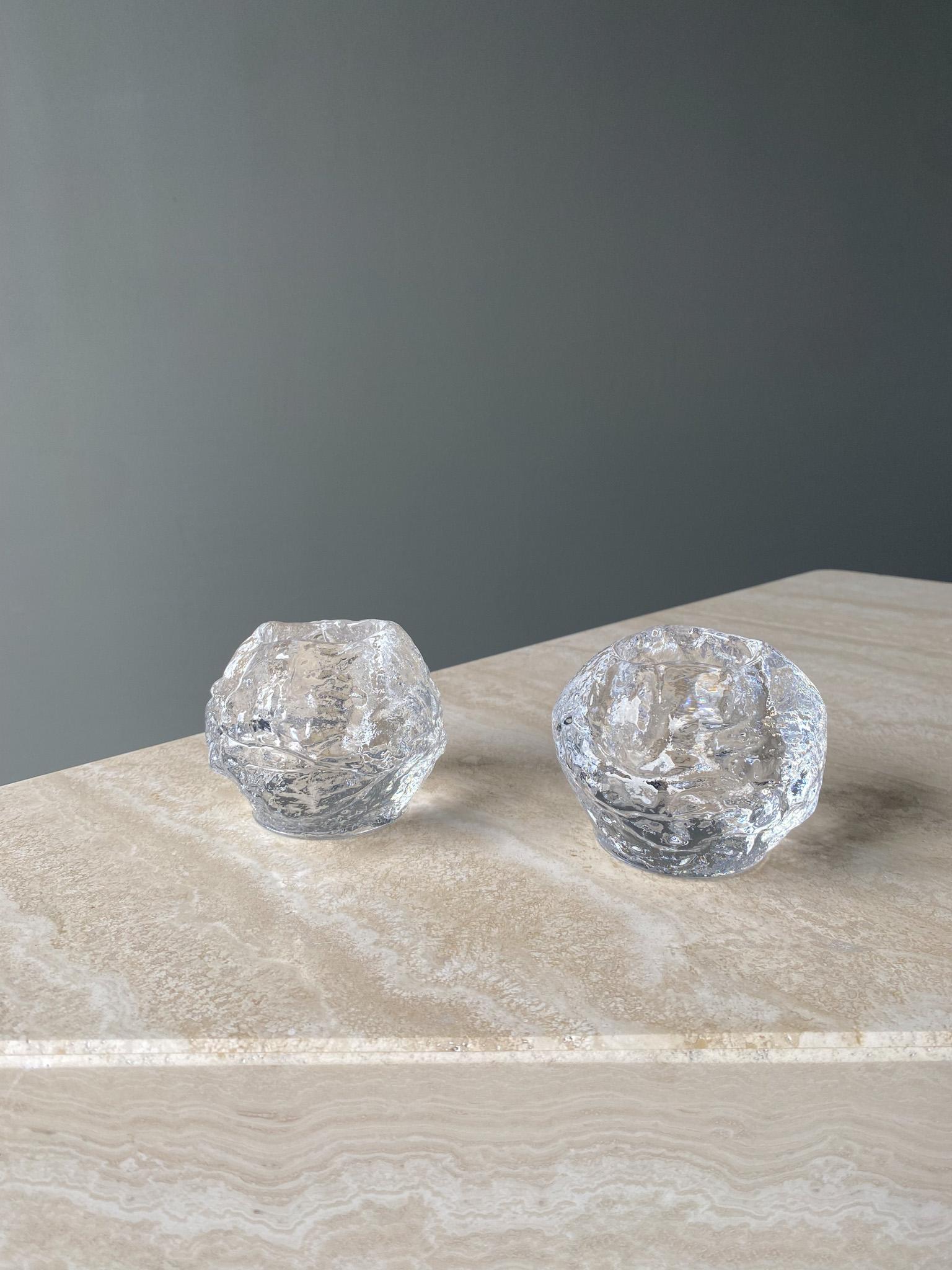 Mid-Century Modern Ann Wolff Snowball Glass Crystal Candle Holder for Kosta Boda, Sweden, 1980s  For Sale