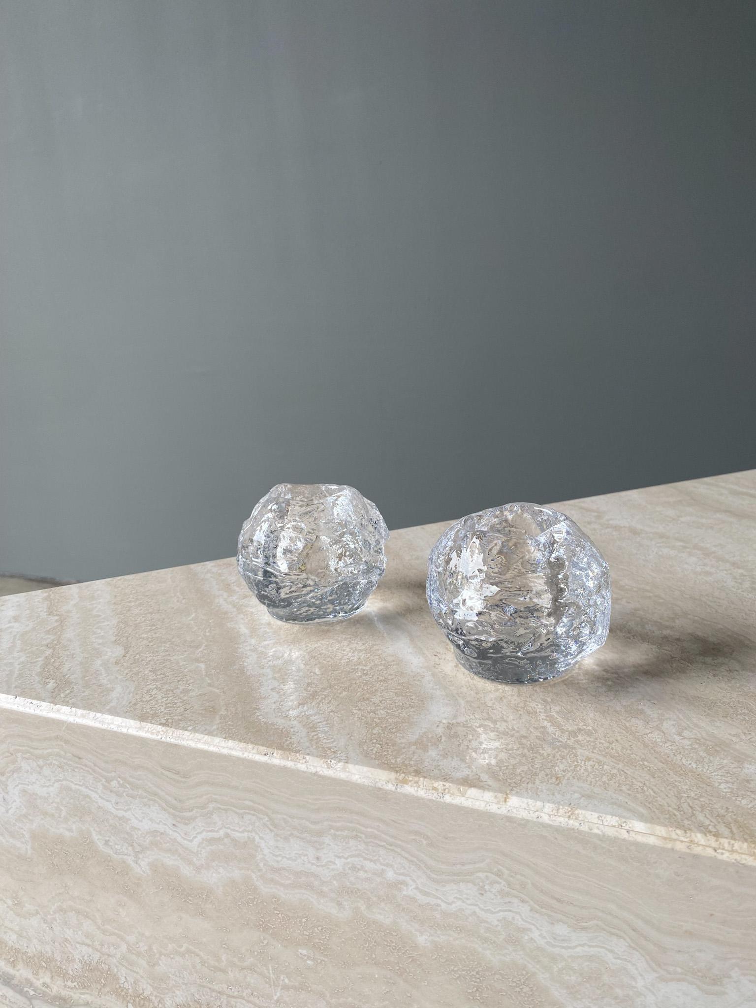 Ann Wolff Snowball Glass Crystal Candle Holder for Kosta Boda, Sweden, 1980s  For Sale 1