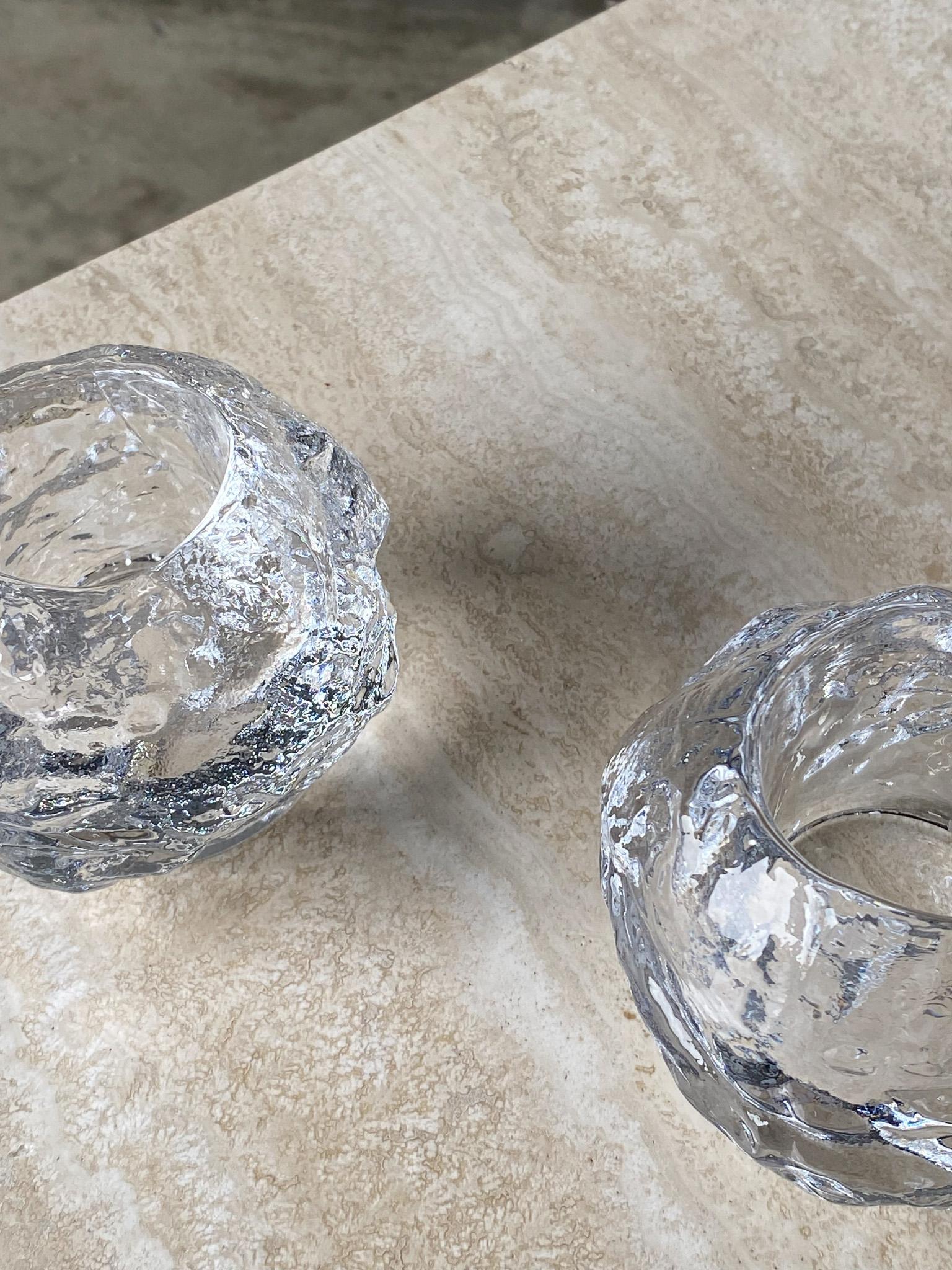 Ann Wolff Snowball Glass Crystal Candle Holder for Kosta Boda, Sweden, 1980s  For Sale 3