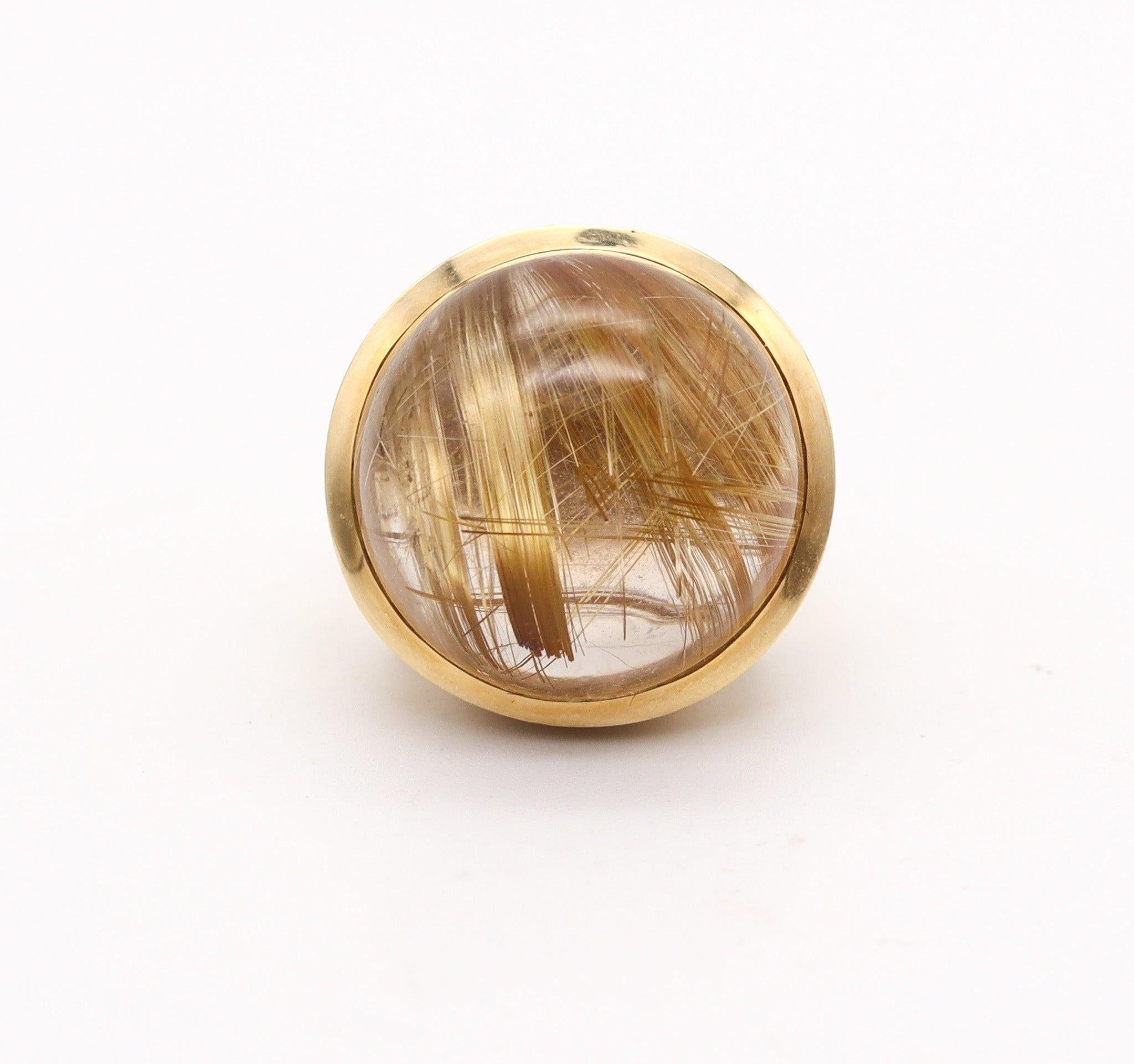 Cabochon ANN ZIFF Tamsen Z Sculptural Artist Ring In 18Kt Yellow Gold With Rutilated For Sale