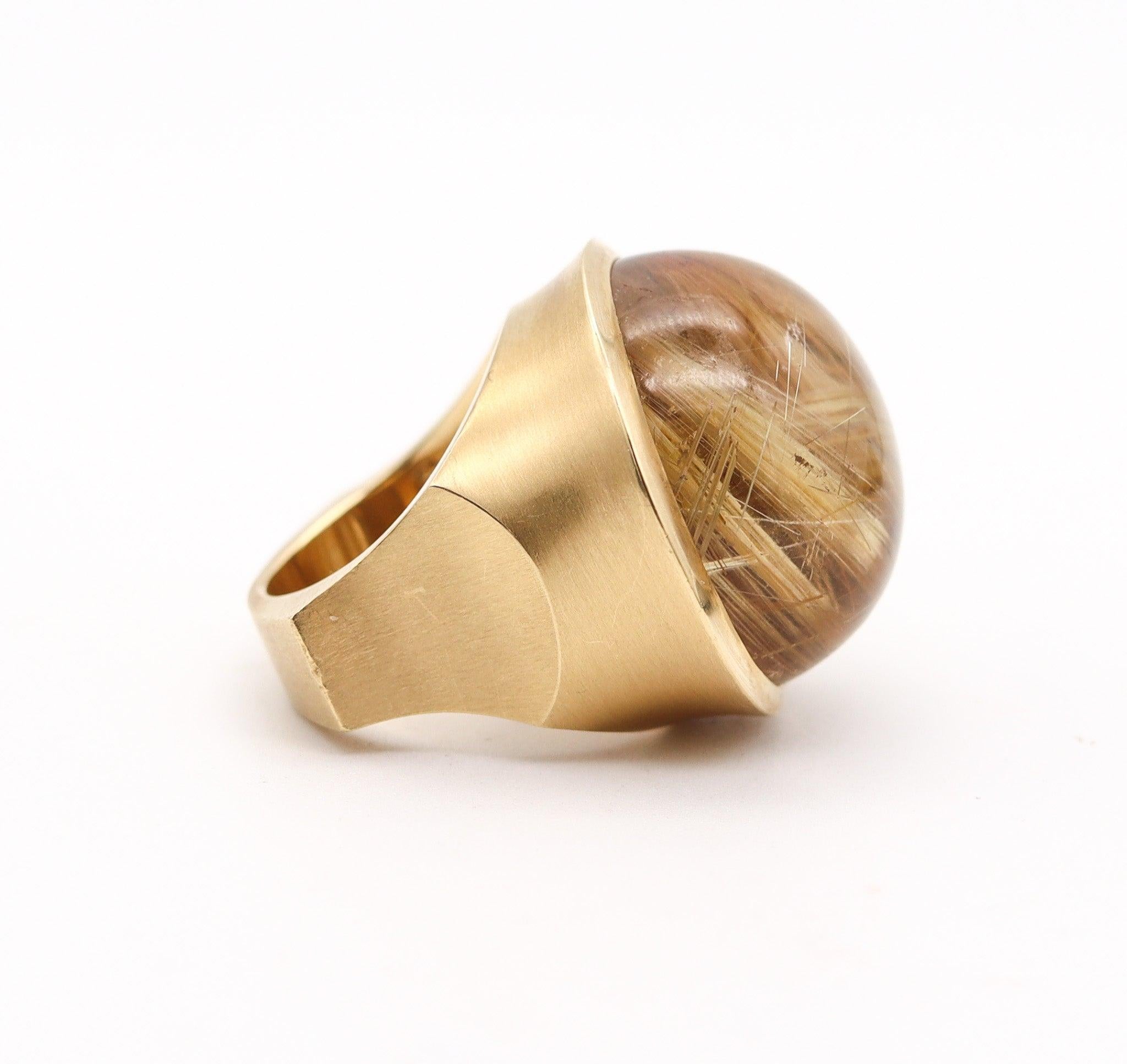 ANN ZIFF Tamsen Z Sculptural Artist Ring In 18Kt Yellow Gold With Rutilated In Excellent Condition For Sale In Miami, FL