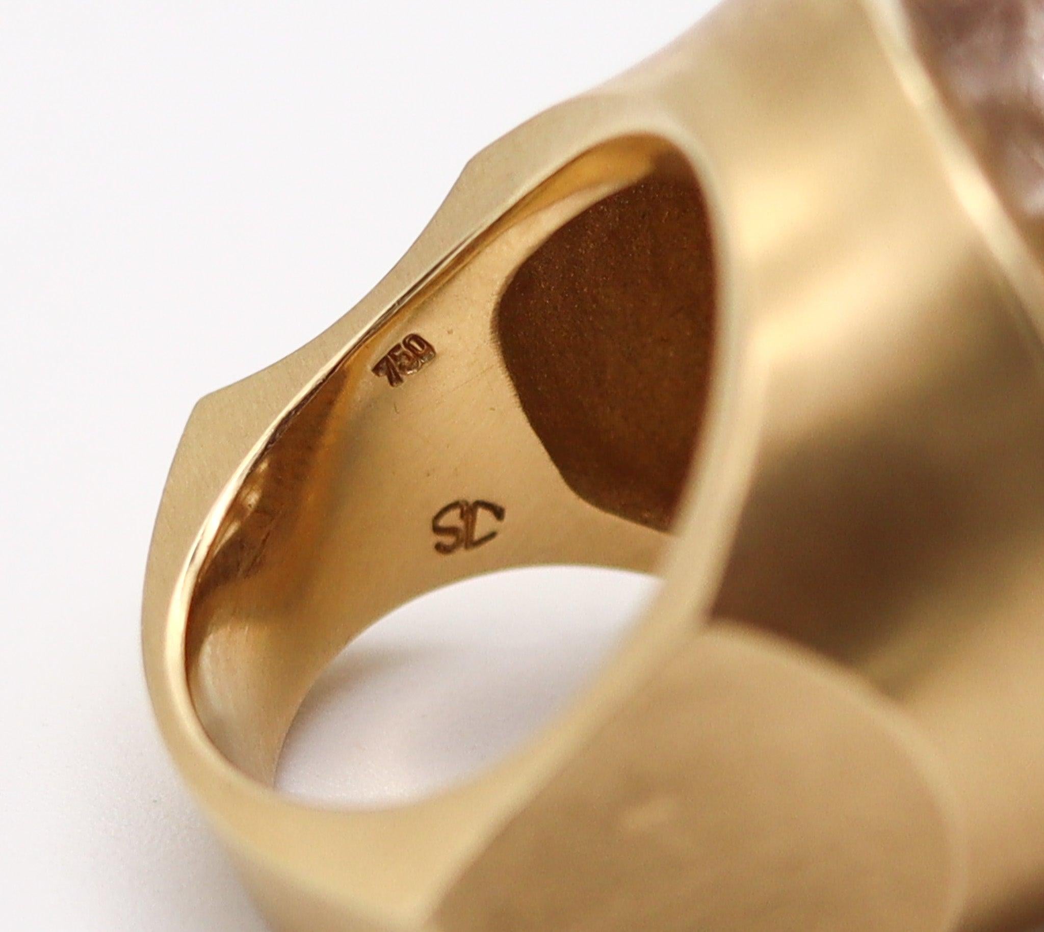 ANN ZIFF Tamsen Z Sculptural Artist Ring In 18Kt Yellow Gold With Rutilated For Sale 1