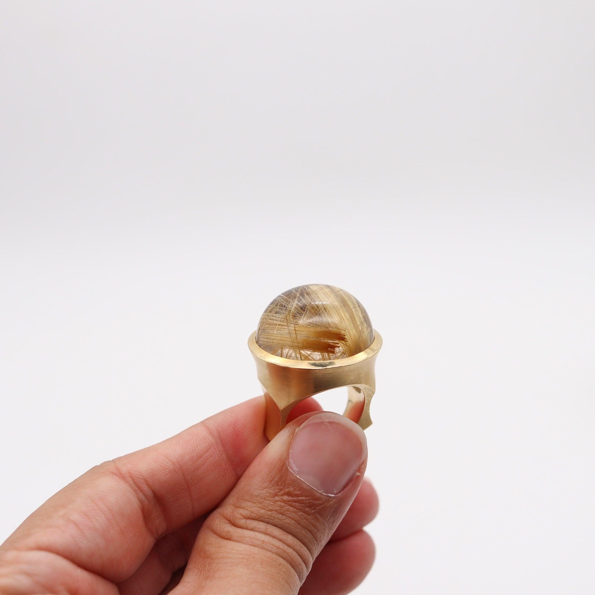 ANN ZIFF Tamsen Z Sculptural Artist Ring In 18Kt Yellow Gold With Rutilated For Sale 2