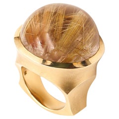 ANN ZIFF Tamsen Z Bague d'artiste sculpturale en or jaune 18 carats avec rutileté