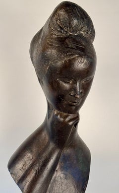 Emilio Greco, "Anna" Busto de mujer en bronce fundido