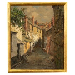 Antique American California Impressionist Oil Canvas Painting St. Ives Cornwall