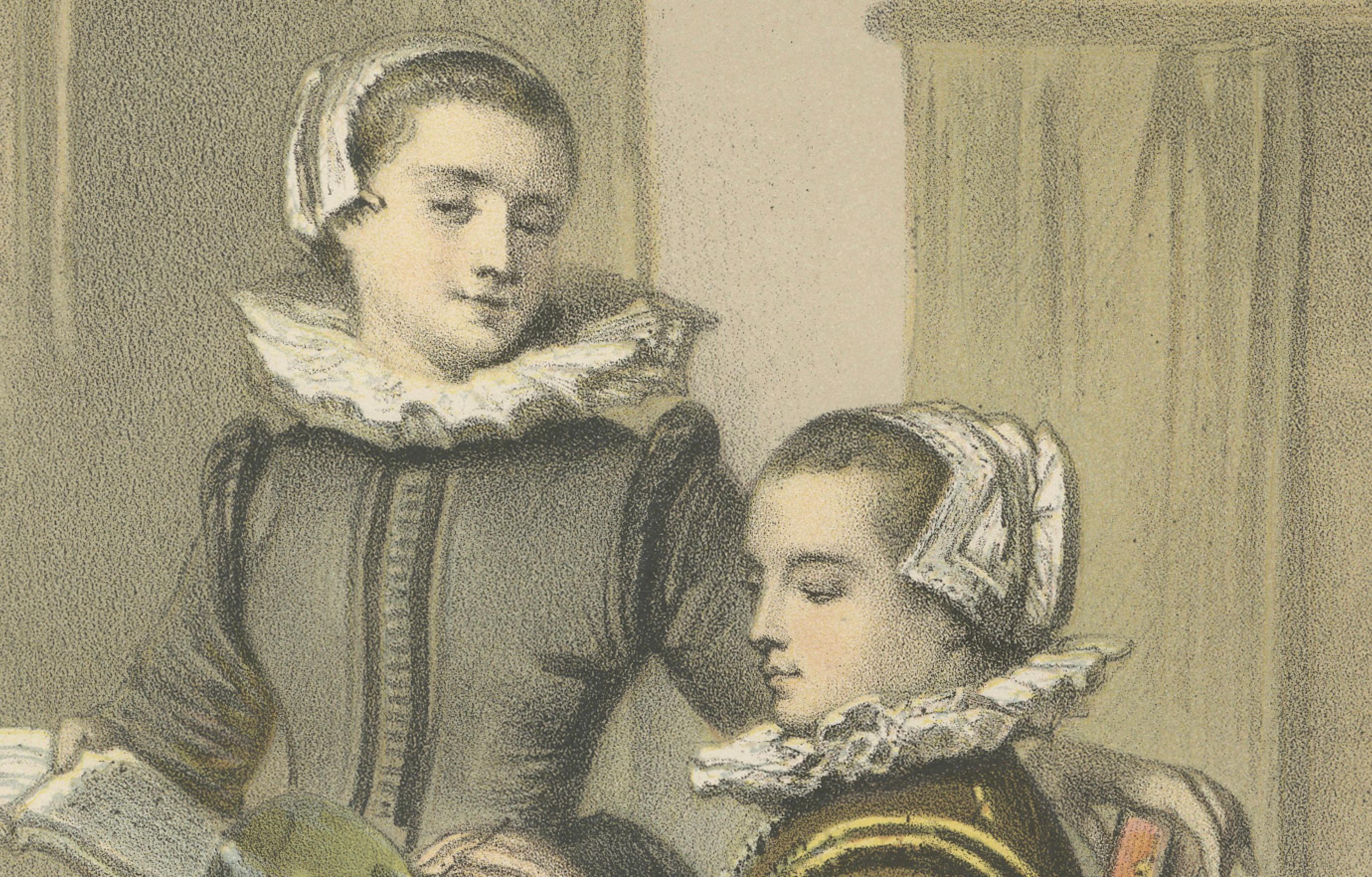 Mid-19th Century Anna and Maria Tesselschade Visscher – 19th-Century Hand-Colored Lithograph For Sale
