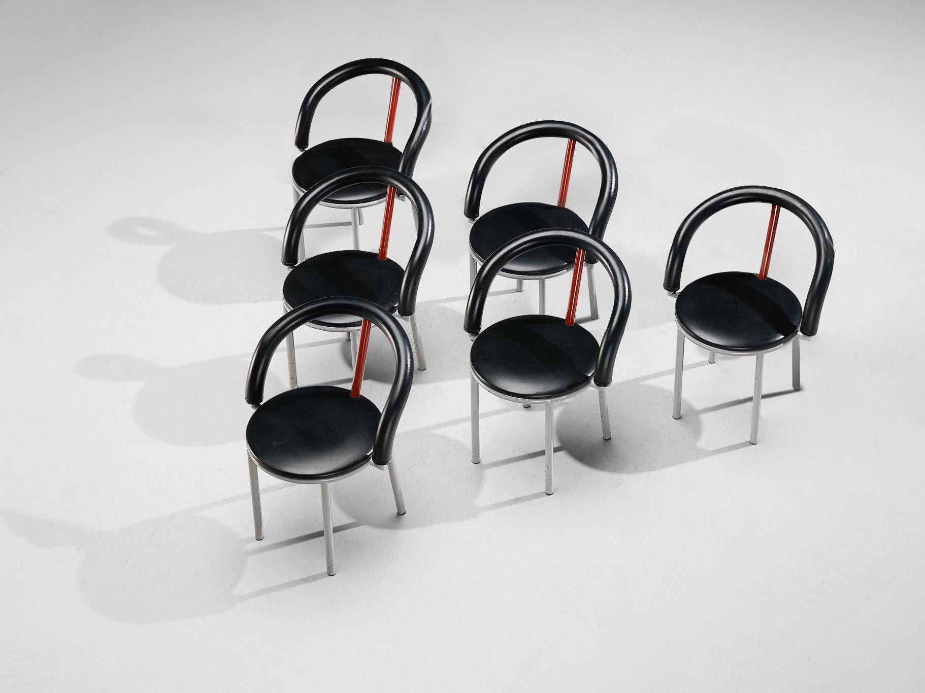 Lot de six chaises de salle à manger Alpha d'Anna Anselmi pour Bieffeplast  Bon état - En vente à Waalwijk, NL