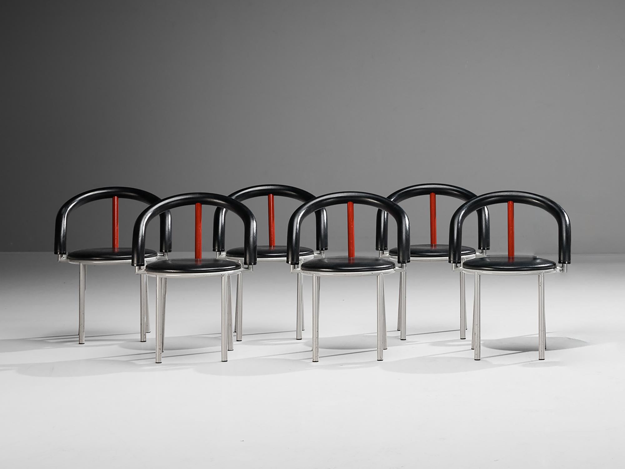 Metal Anna Anselmi for Bieffeplast Set of Six of 'Alpha' Dining Chairs  For Sale