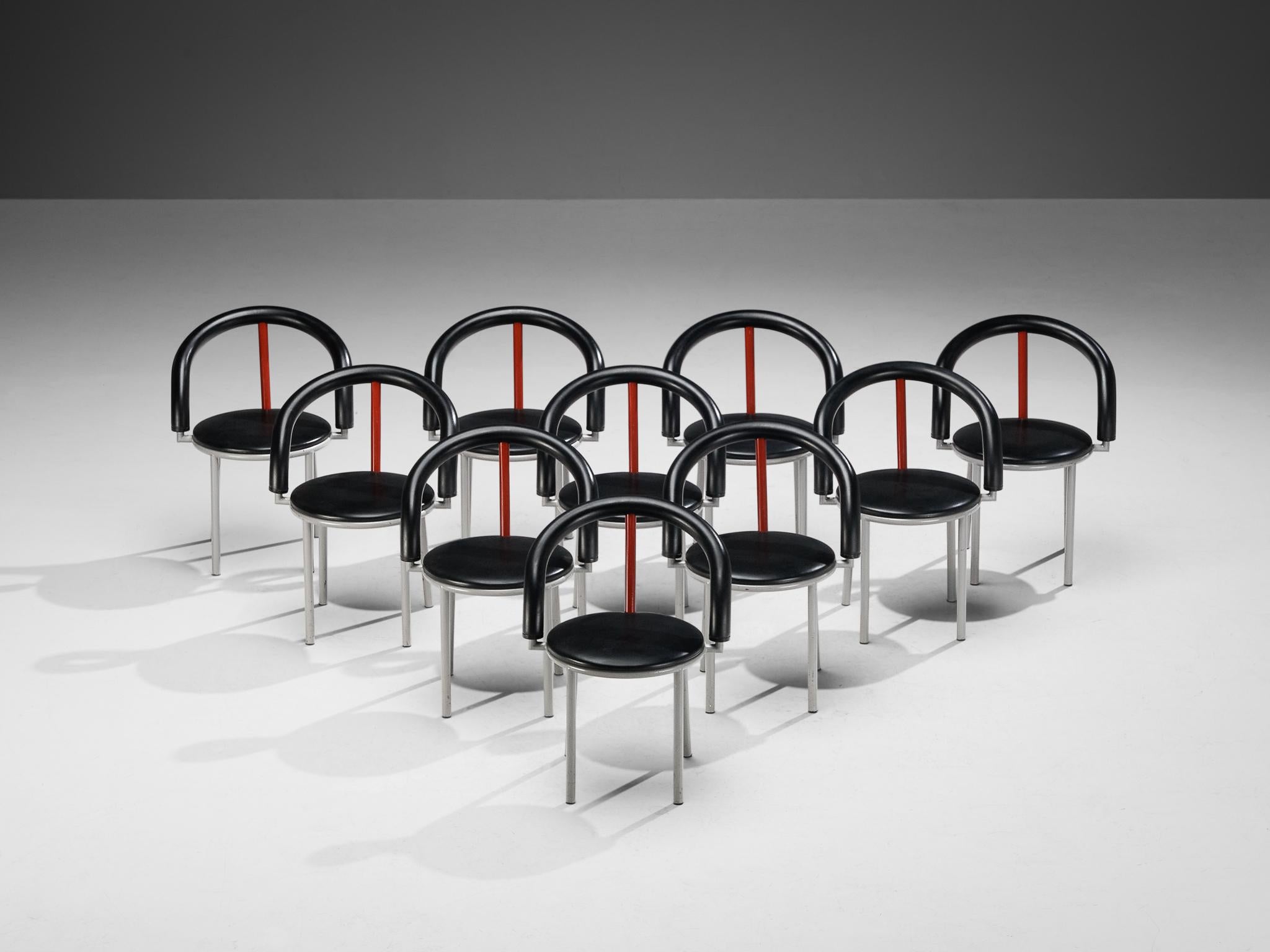 Anna Anselmi pour Bieffeplast, ensemble de dix chaises de salle à manger 