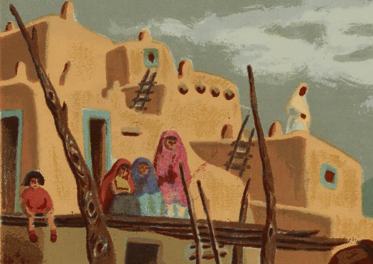 Taos Pueblo - Print moderno estadounidense de Anna Barry