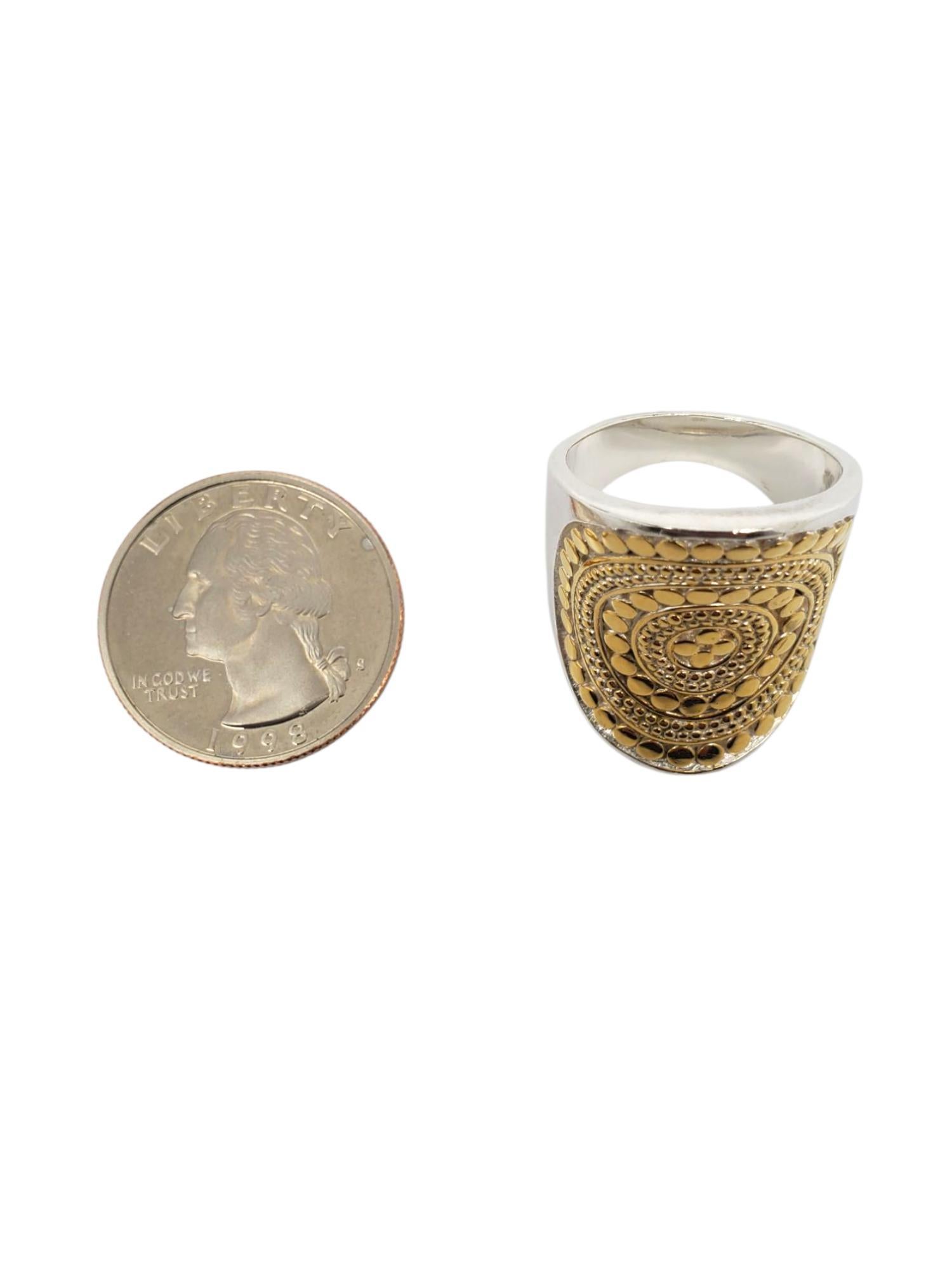 Donna Anna Gili Anello in argento placcato oro con Dot Dot Dot Taglia 9 #22598 in vendita