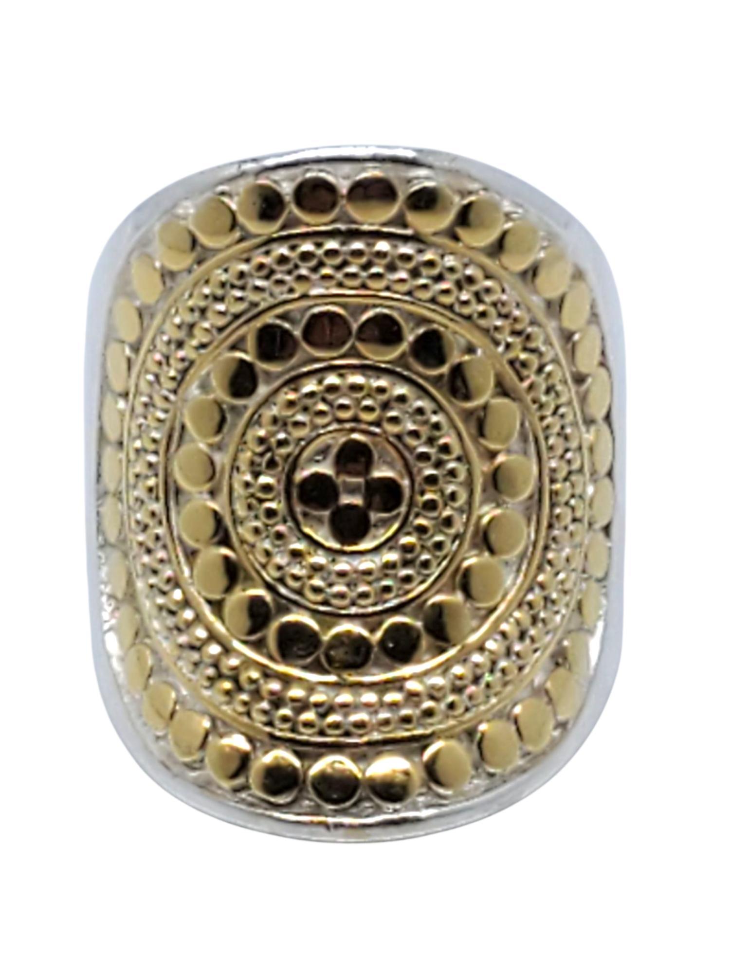 Anna Gili Anello in argento placcato oro con Dot Dot Dot Taglia 9 #22598 in vendita