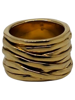 Anna Beck Sterling Silver Gold Plated Wavy Wide Band Ring Size 8 #22599