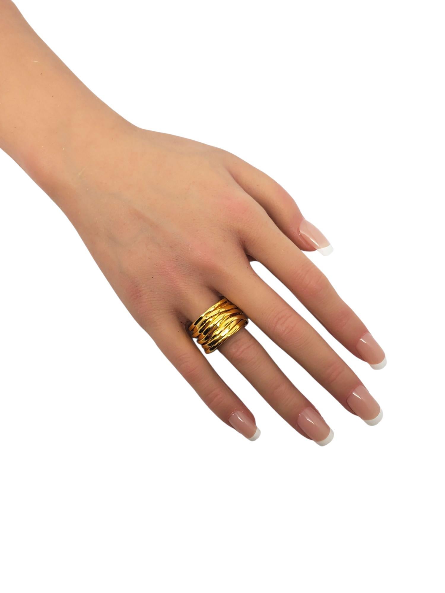 Donna Anna Beck - Anello a fascia larga ondulata in argento placcato oro, misura 8 #22599 in vendita
