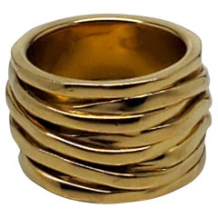 Anna Beck Sterling Silber vergoldet Wavy Wide Band Ring Größe 8 #22599