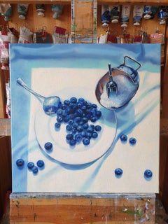 Oil Still Life Painting SLIGHTLY SOUR Realistic Blueberry