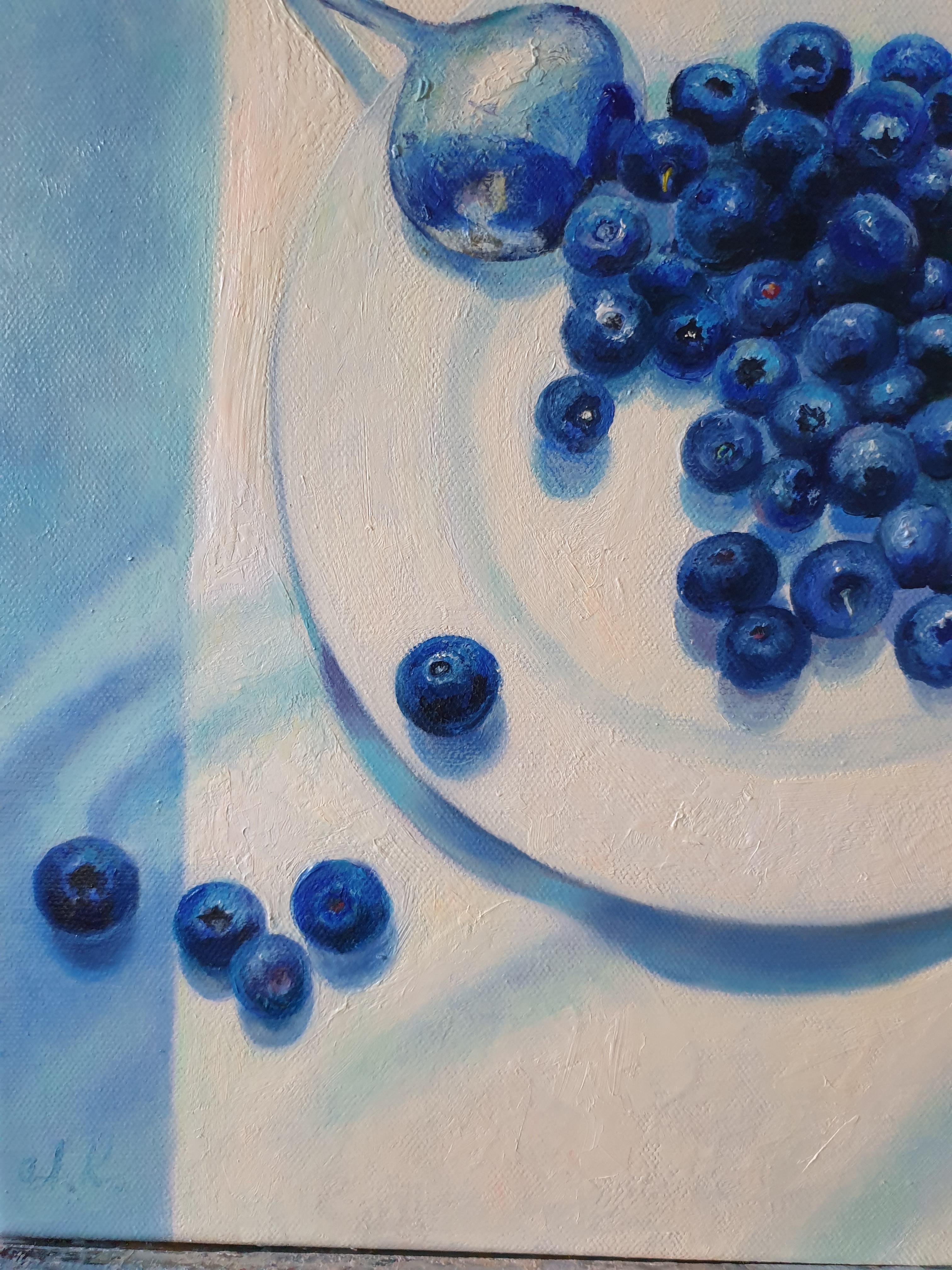 Oil Still Life Painting SLIGHTLY SOUR Realistic Blueberry 1