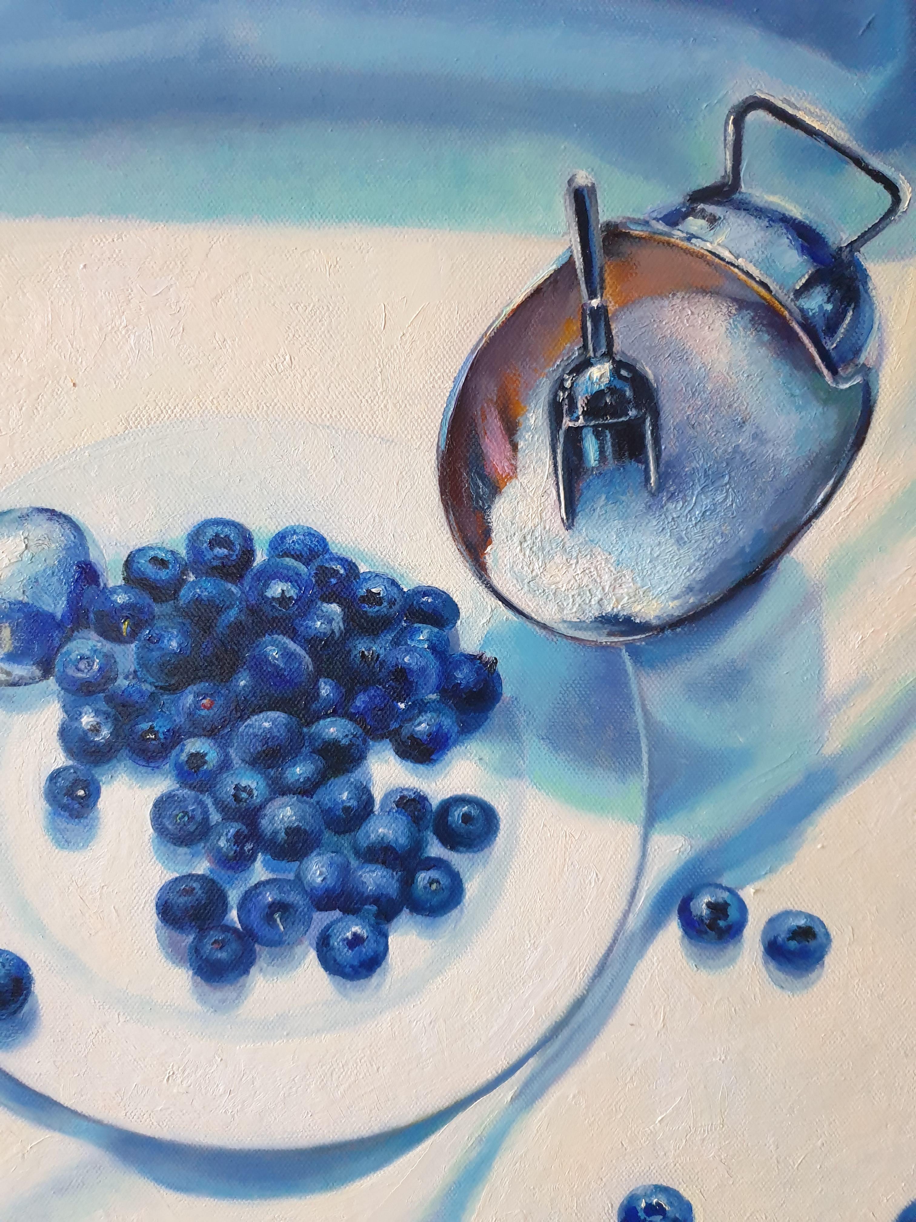 Oil Still Life Painting SLIGHTLY SOUR Realistic Blueberry 3