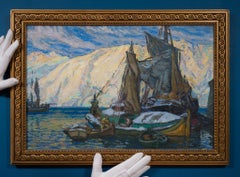 "Boats under the Snow" - Fishing boats at anchor in Lofoten