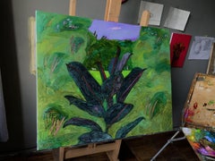 Sleep of a tropical plant during the rain., Painting, Oil on Canvas