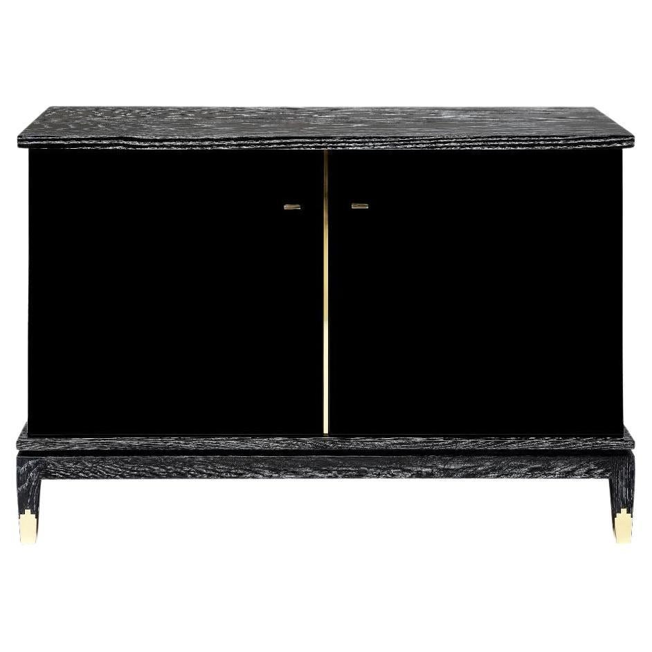 Anna Cabinet, Brushed Oak and Black Limed Finish, Handcrafted by Duistt