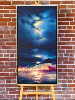 "Thinking About You", Expressionist Seascape, Oil on Board, Framed