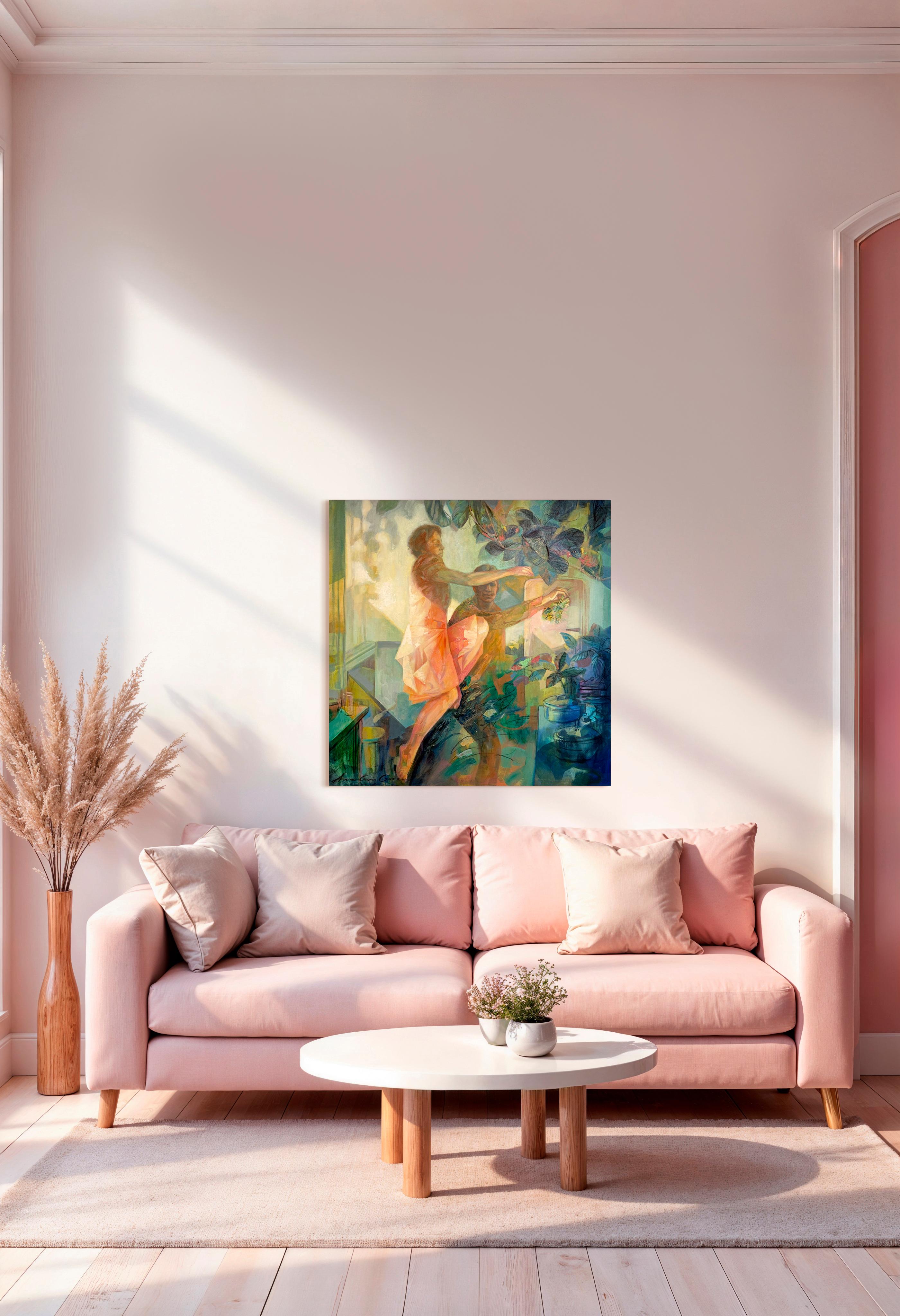 Zur Korianderdebatte von Anna-Carien Goosen - Zeitgenössisches Ölgemälde im Angebot 2