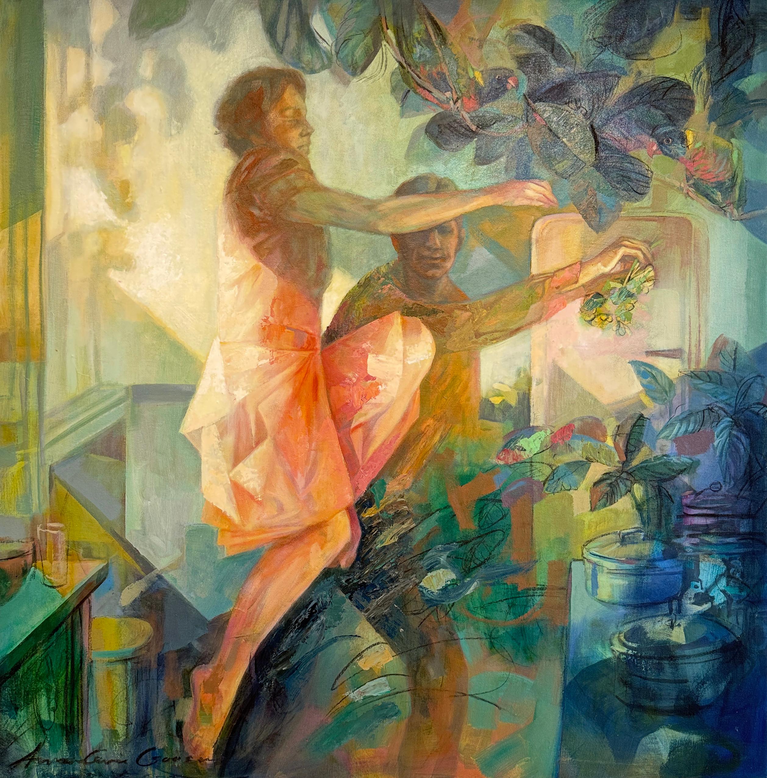 Zur Korianderdebatte von Anna-Carien Goosen - Zeitgenössisches Ölgemälde