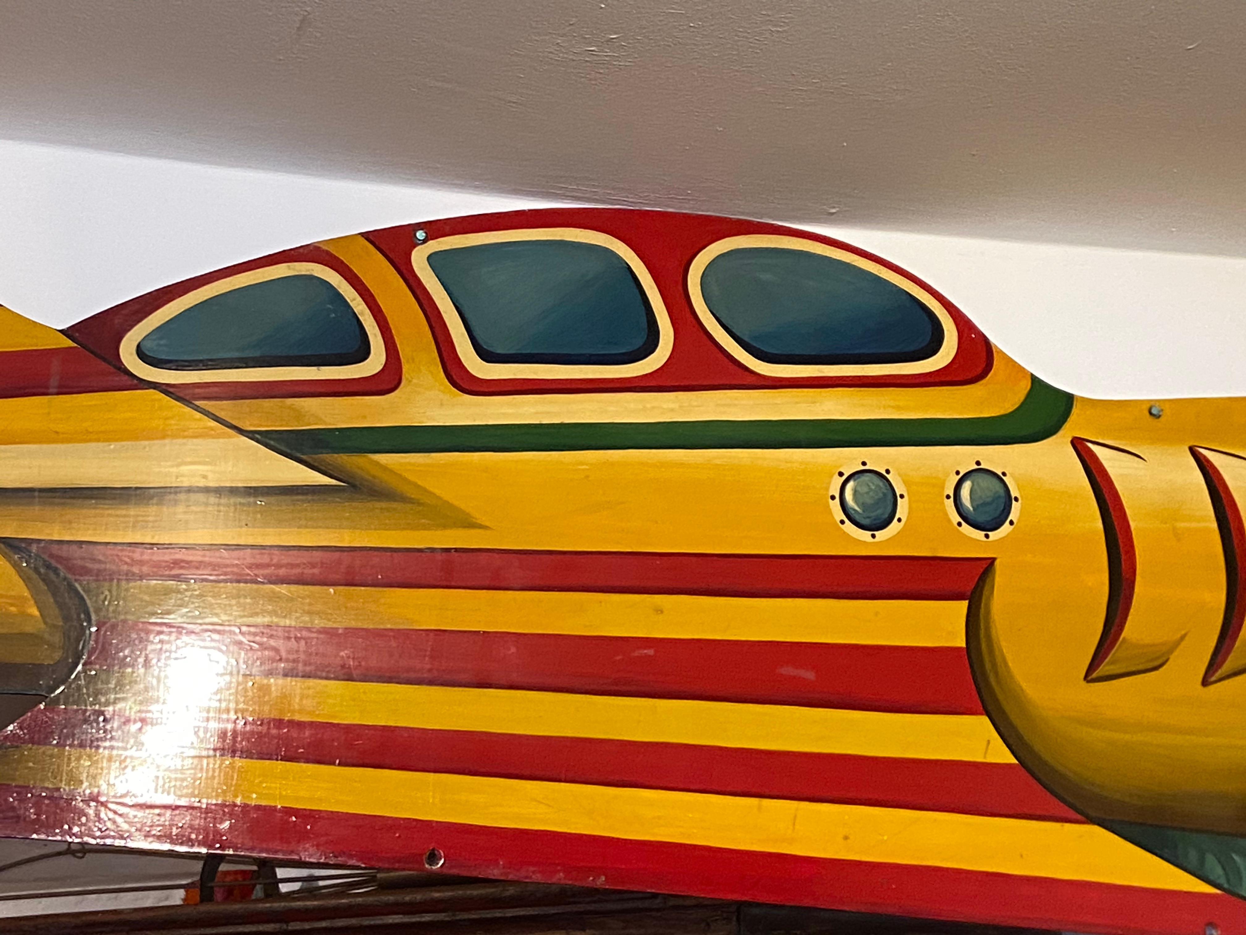 Hand-Painted Anna Carter Hand Painted Amusement Fairground Funfair Spaceship Sign Dated 1997
