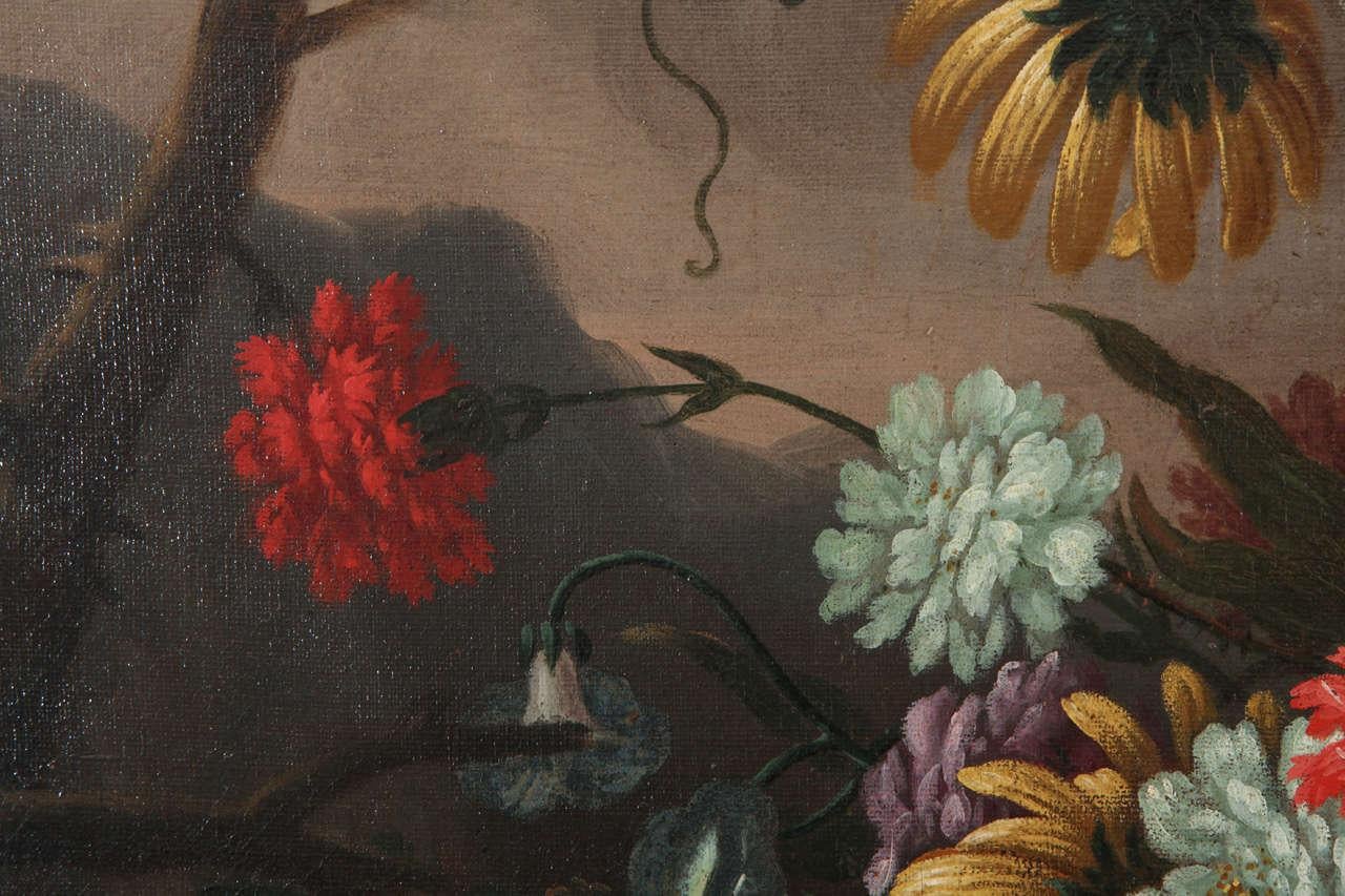 Pair of Exceptional Italian Still Life  Paintings of Flowers  18th century For Sale 7