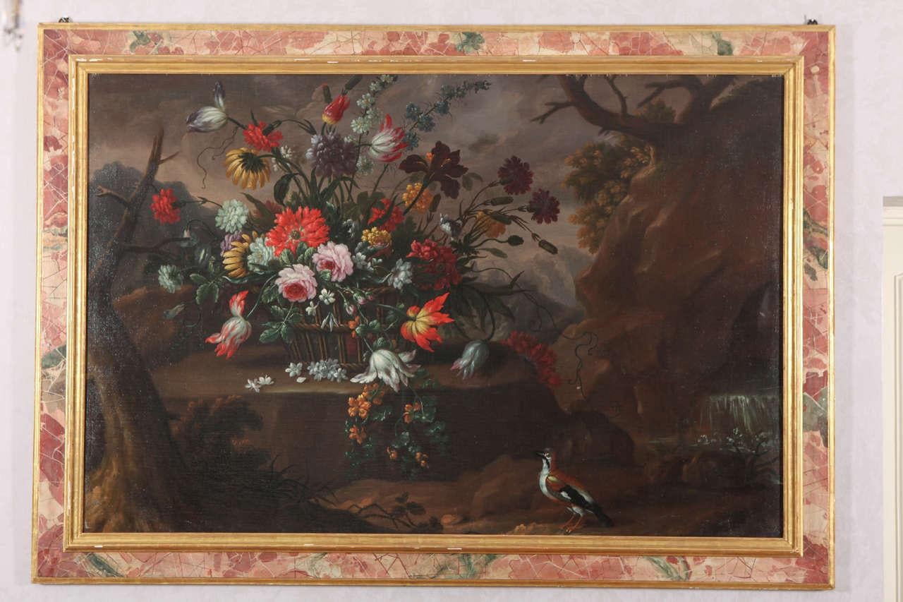 Paire d'exceptionnelles natures mortes italiennes  Peintures de fleurs  18ème siècle - Baroque Painting par Anna Caterina Gilli