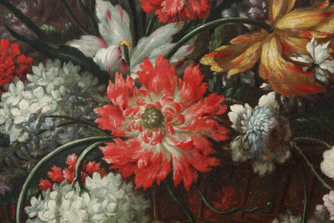 Pair of Exceptional Italian Still Life  Paintings of Flowers  18th century For Sale 1