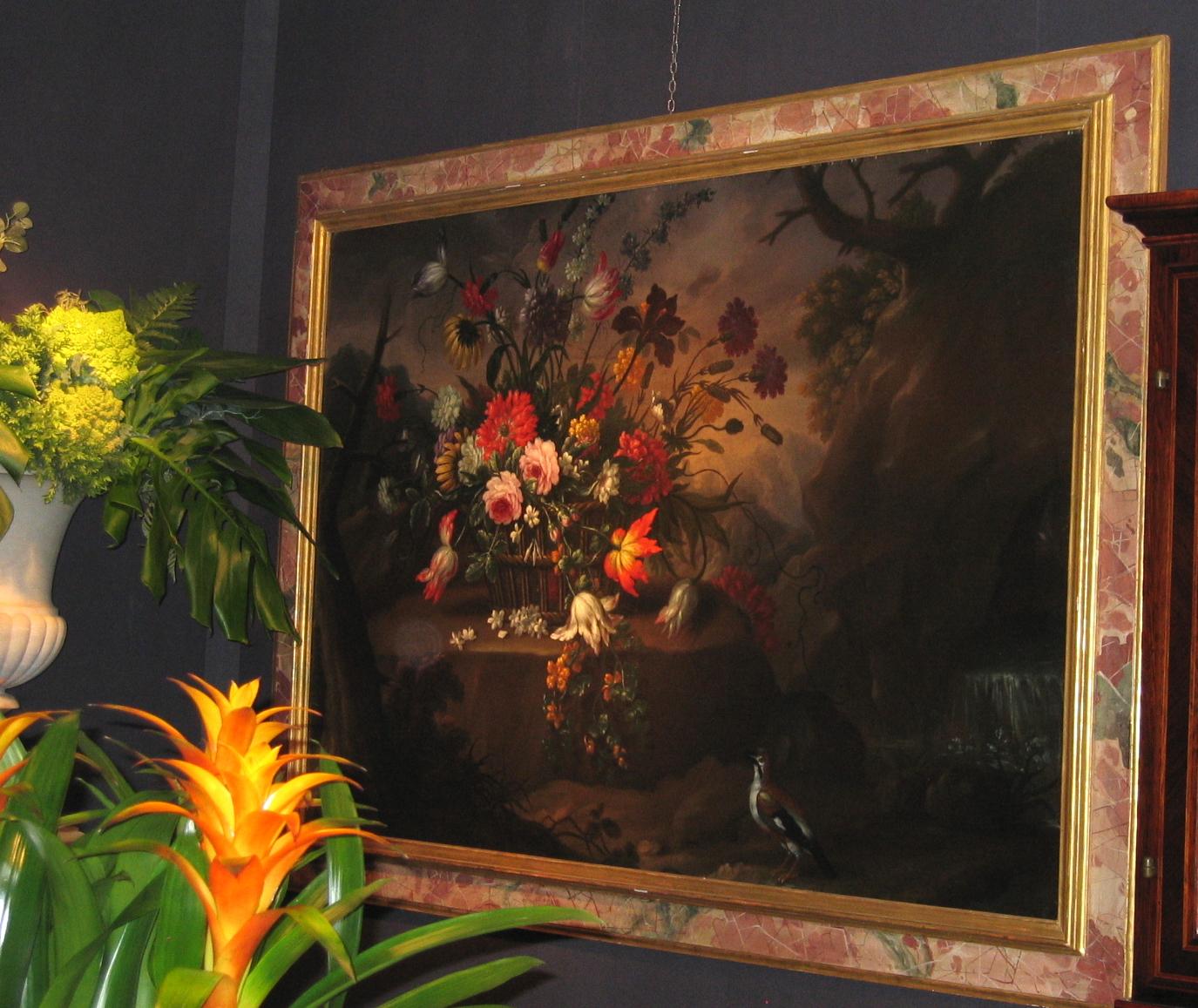 Pair of Exceptional Italian Still Life  Paintings of Flowers  18th century For Sale 5