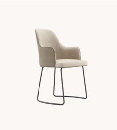 Anna Chair with Armrest and Metal Baseboard by Domkapa