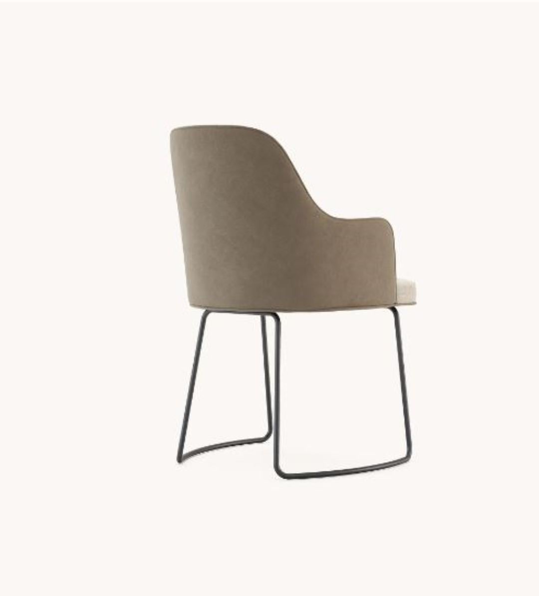 Post-Modern Anna Chair with Armrest and Metal Baseboard by Domkapa For Sale
