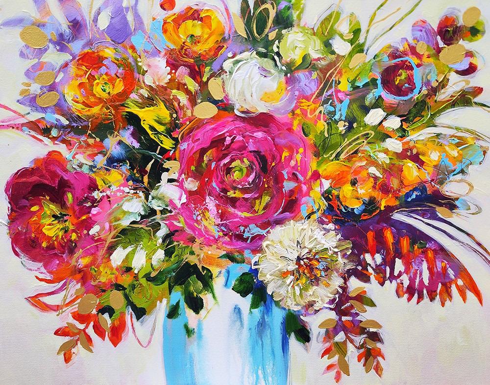 Éclat de joie - peinture acrylique abstraite impressionniste originale - art contemporain - Art de Anna Cher