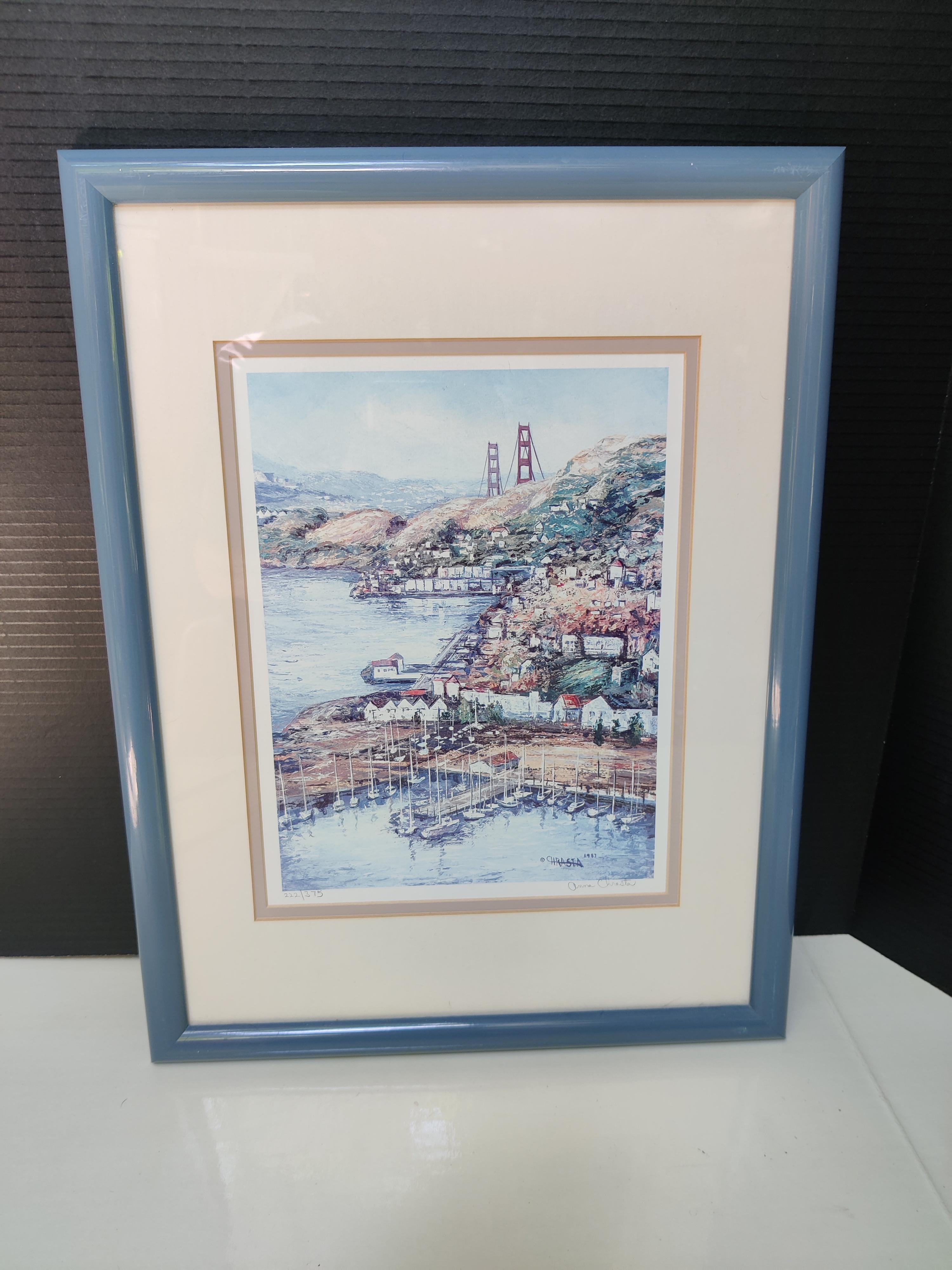 Anna Chrasta San Francisco Scene Bay & Golden Gate Bridge Signiert und nummeriert (Papier) im Angebot