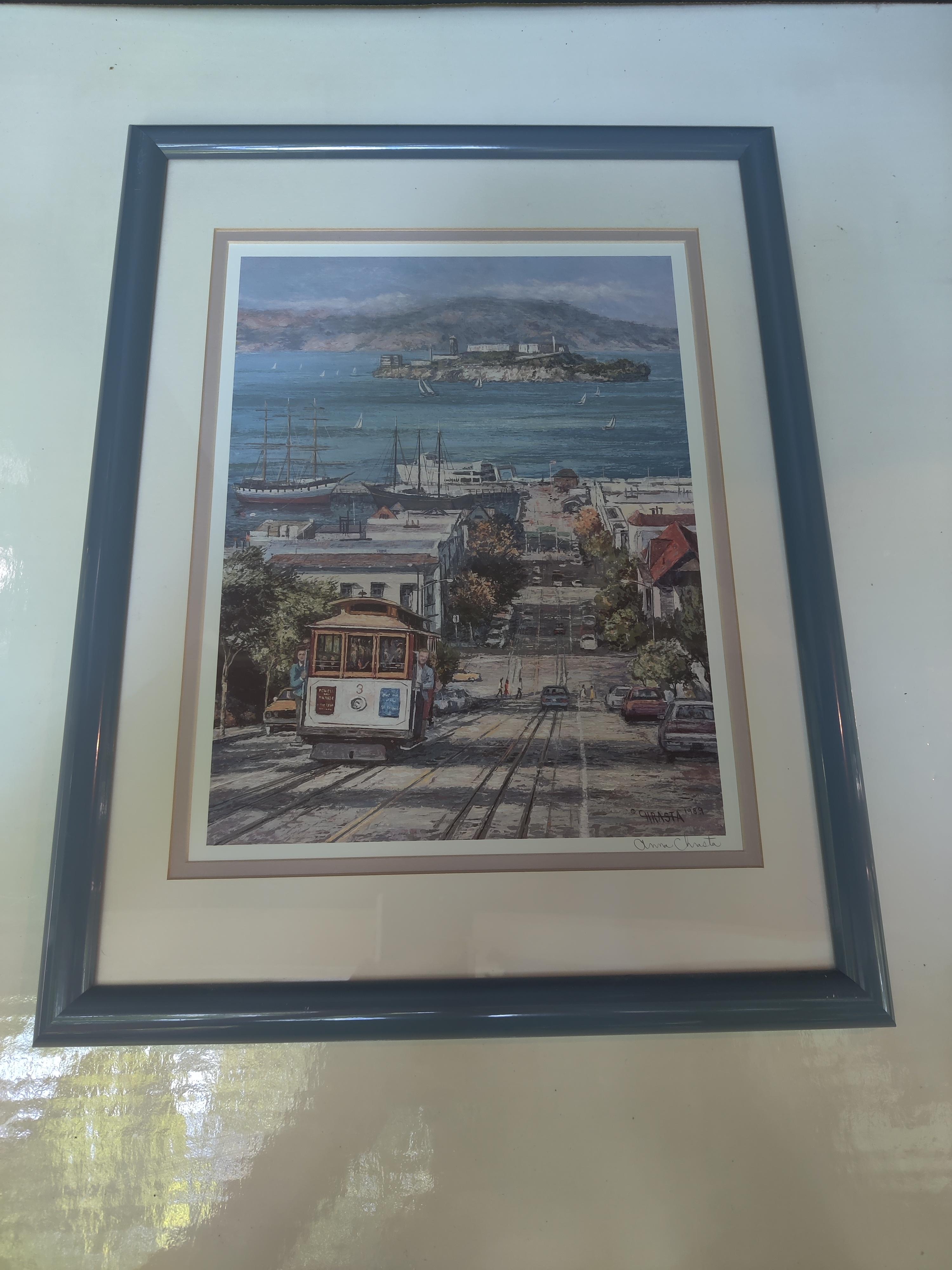 Carta Anna Chrasta Scena di San Francisco Litografia firmata in vendita
