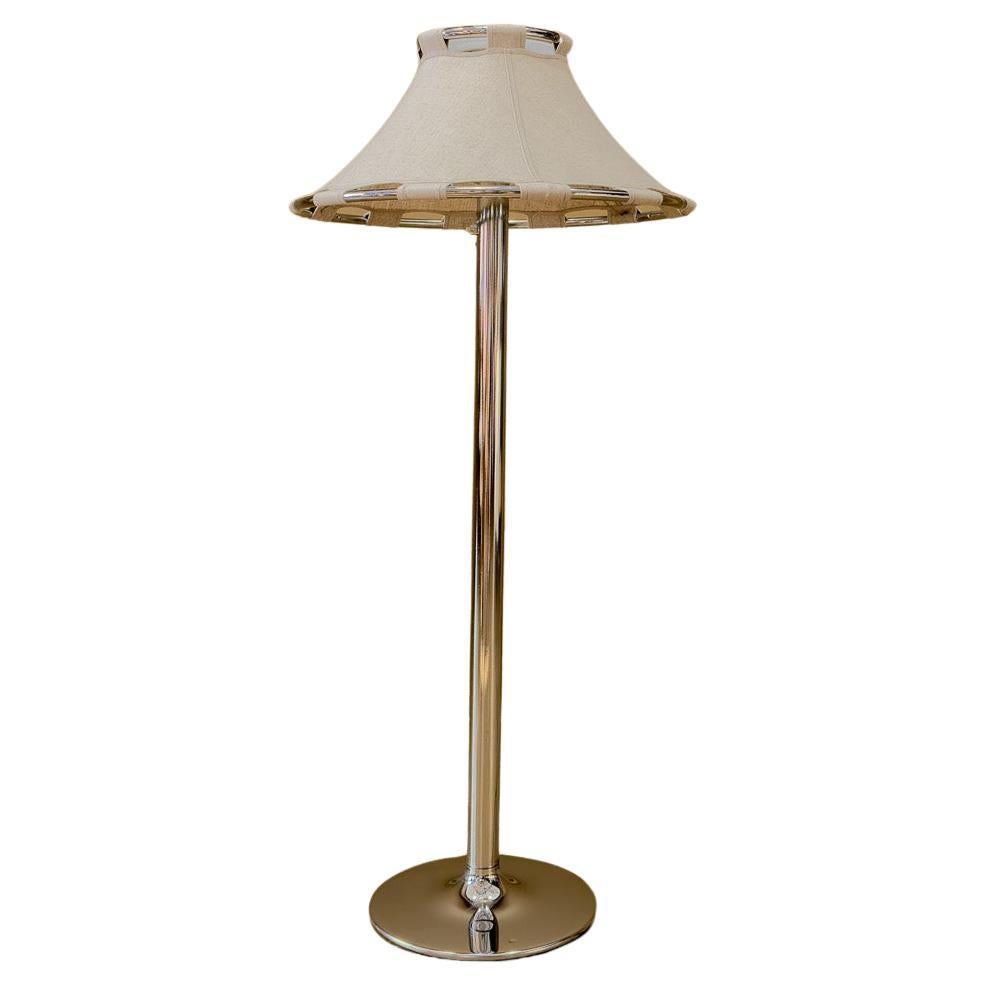 'Anna' Chrome and Canvas Floor Light en vente