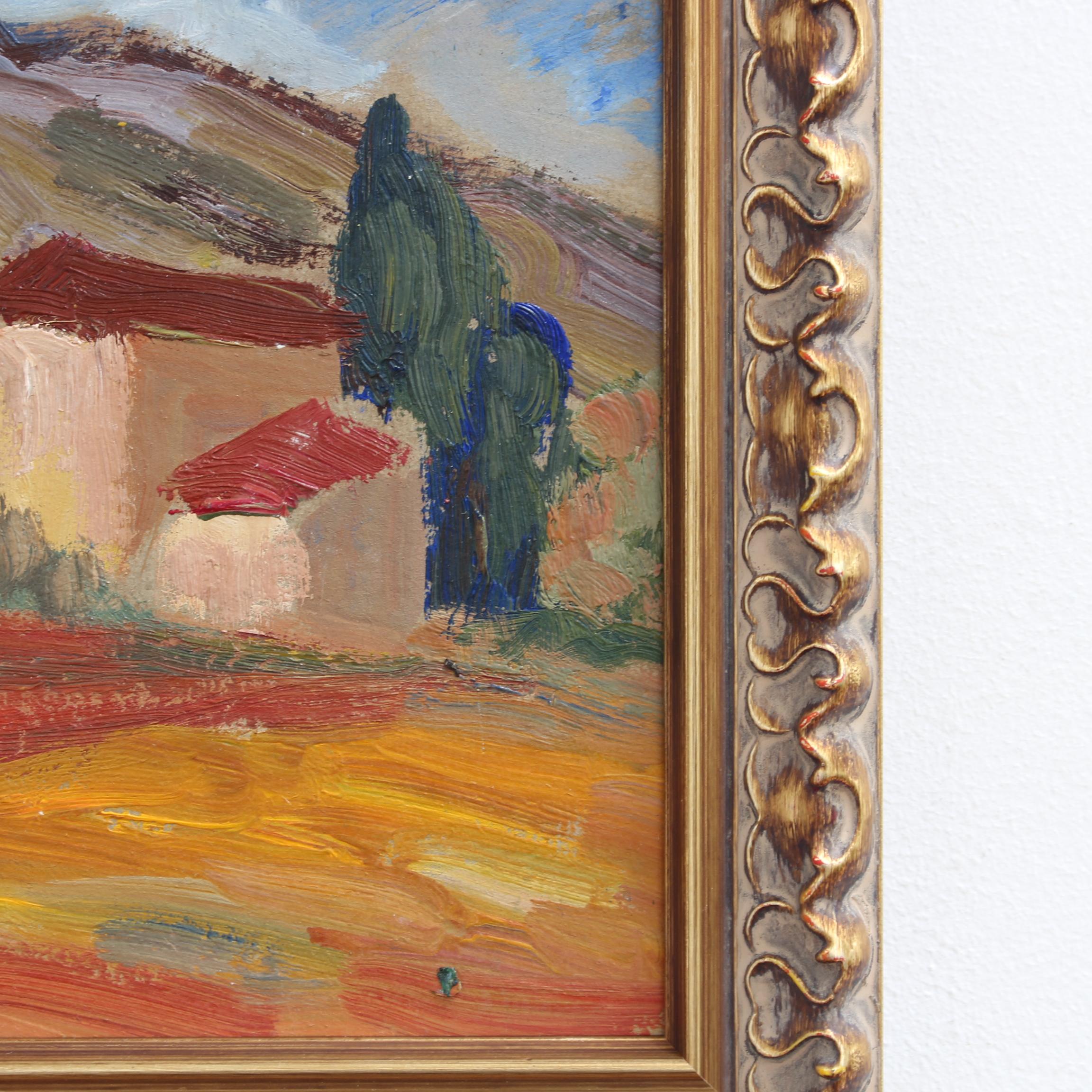 'Farm in Provence' French Vintage Landscape Oil Painting 9