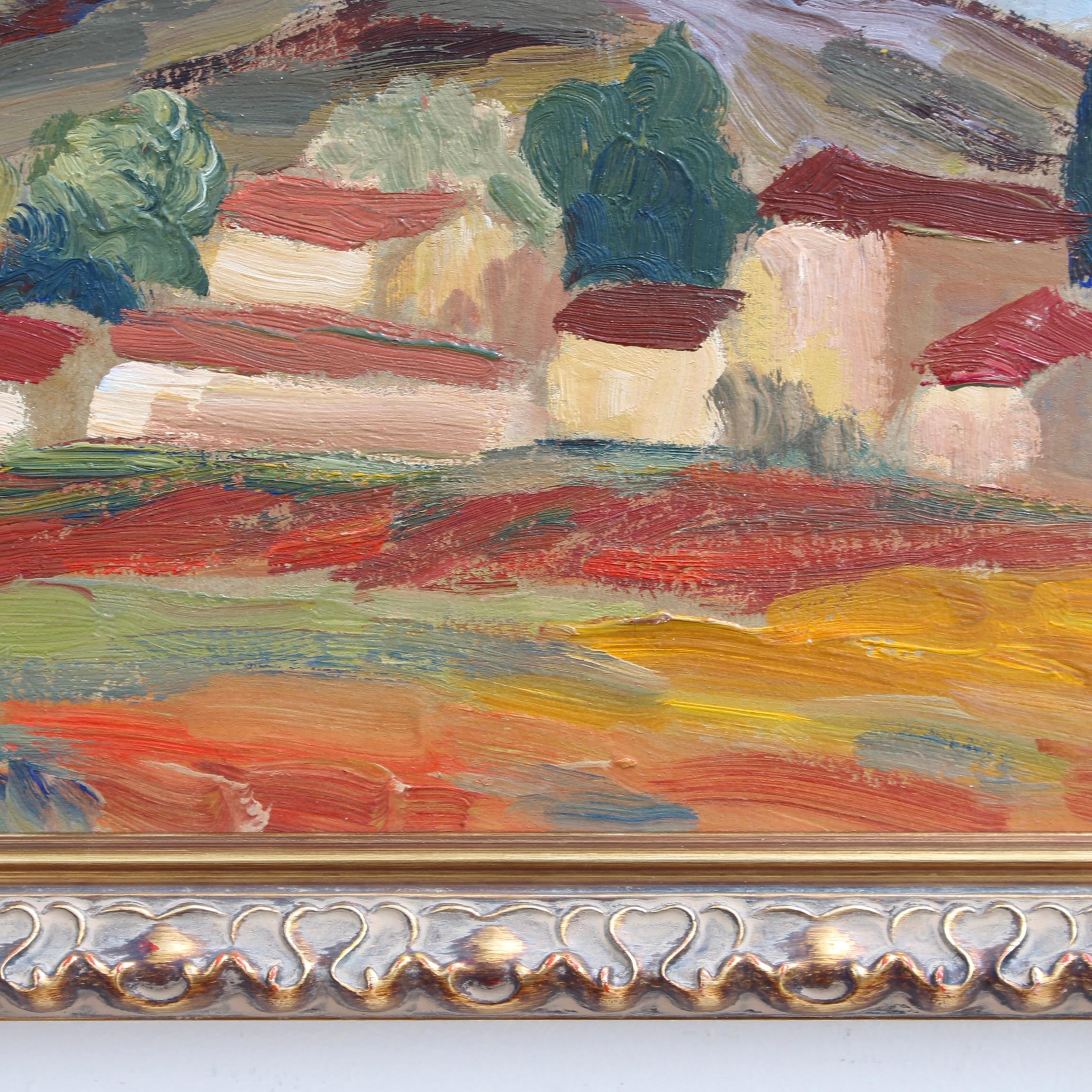 'Farm in Provence' French Vintage Landscape Oil Painting 10