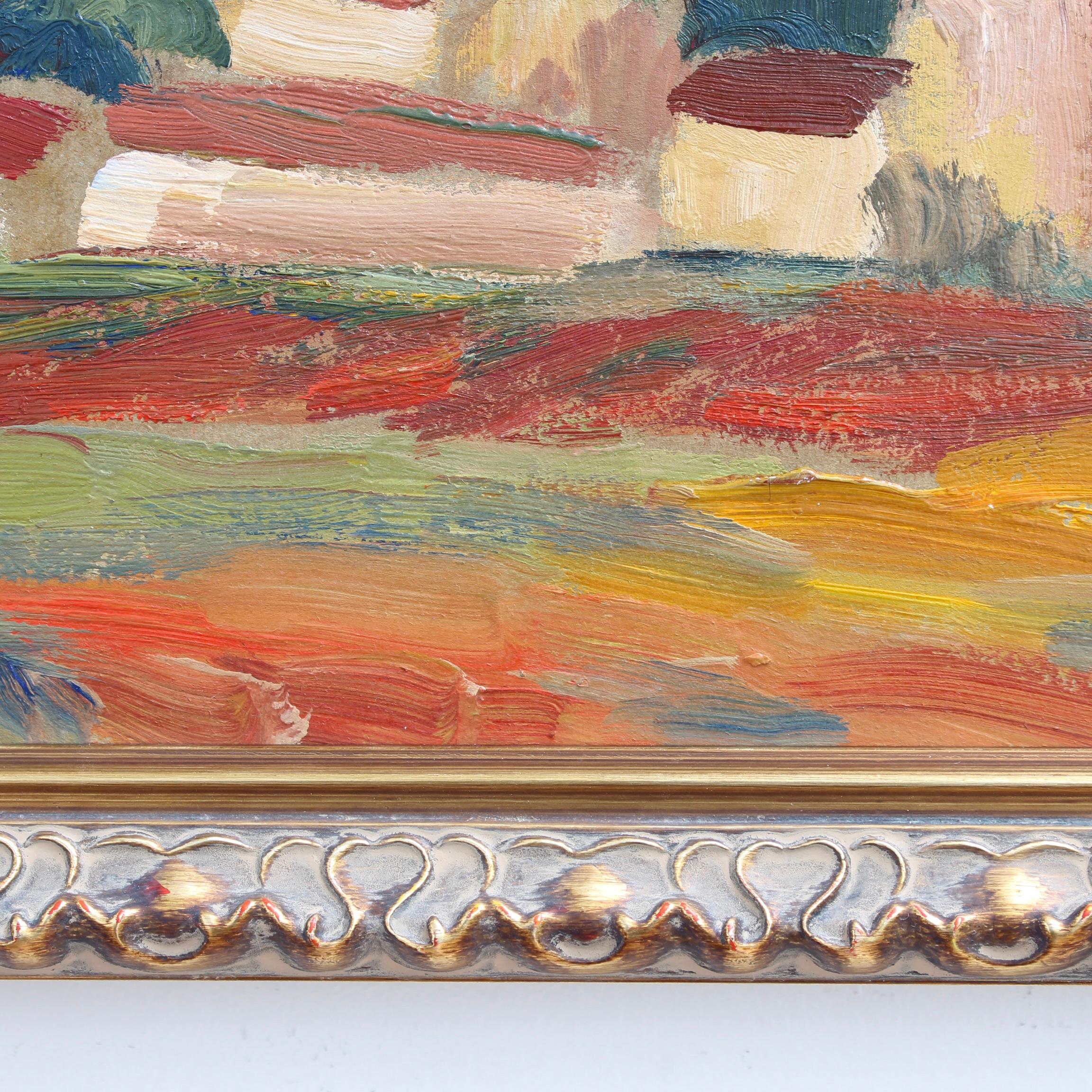 'Farm in Provence' French Vintage Landscape Oil Painting 12