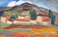 Peinture à l'huile française - Paysage vintage - « Farm in Provence »