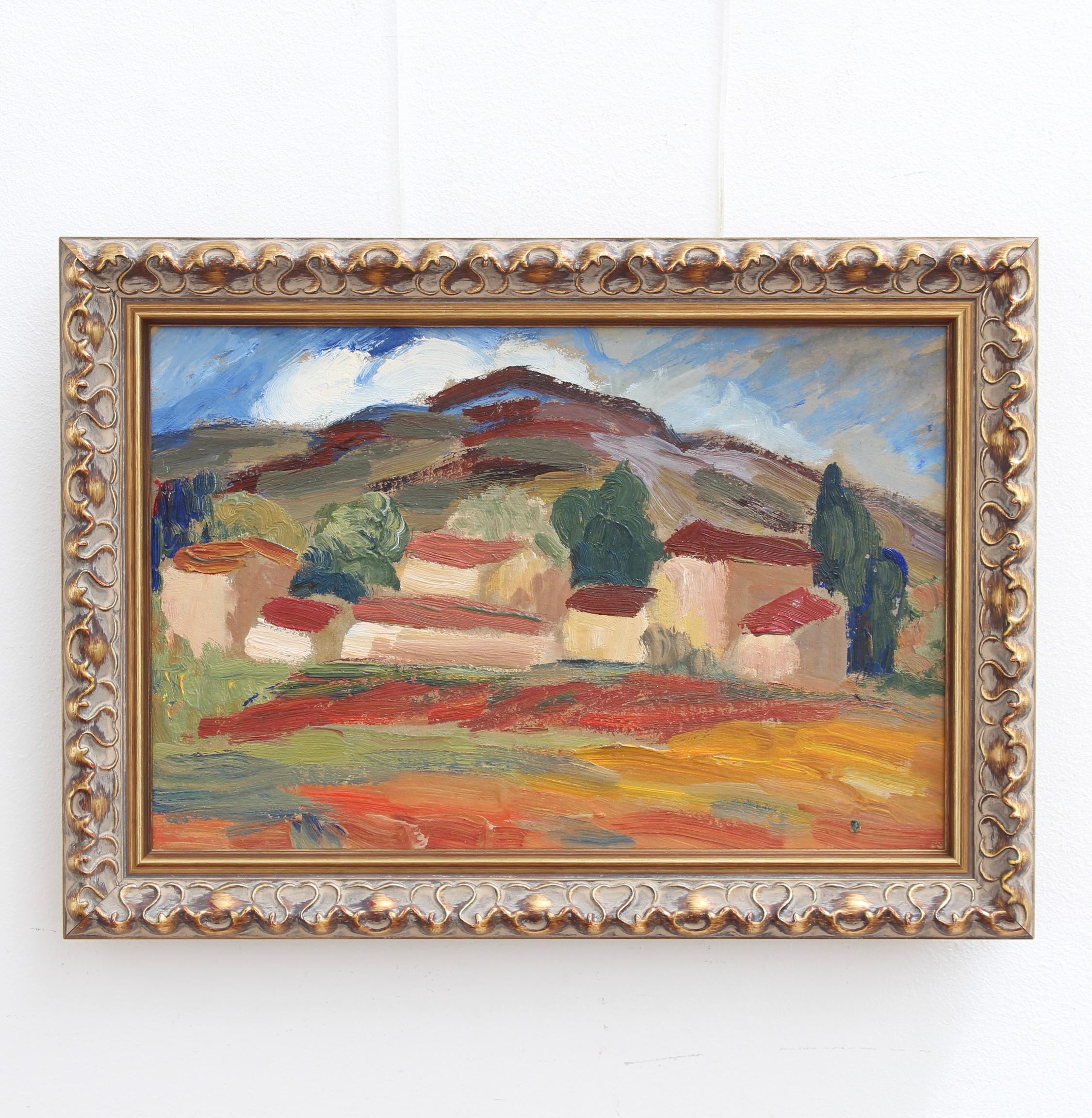 'Farm in Provence' French Vintage Landscape Oil Painting 3