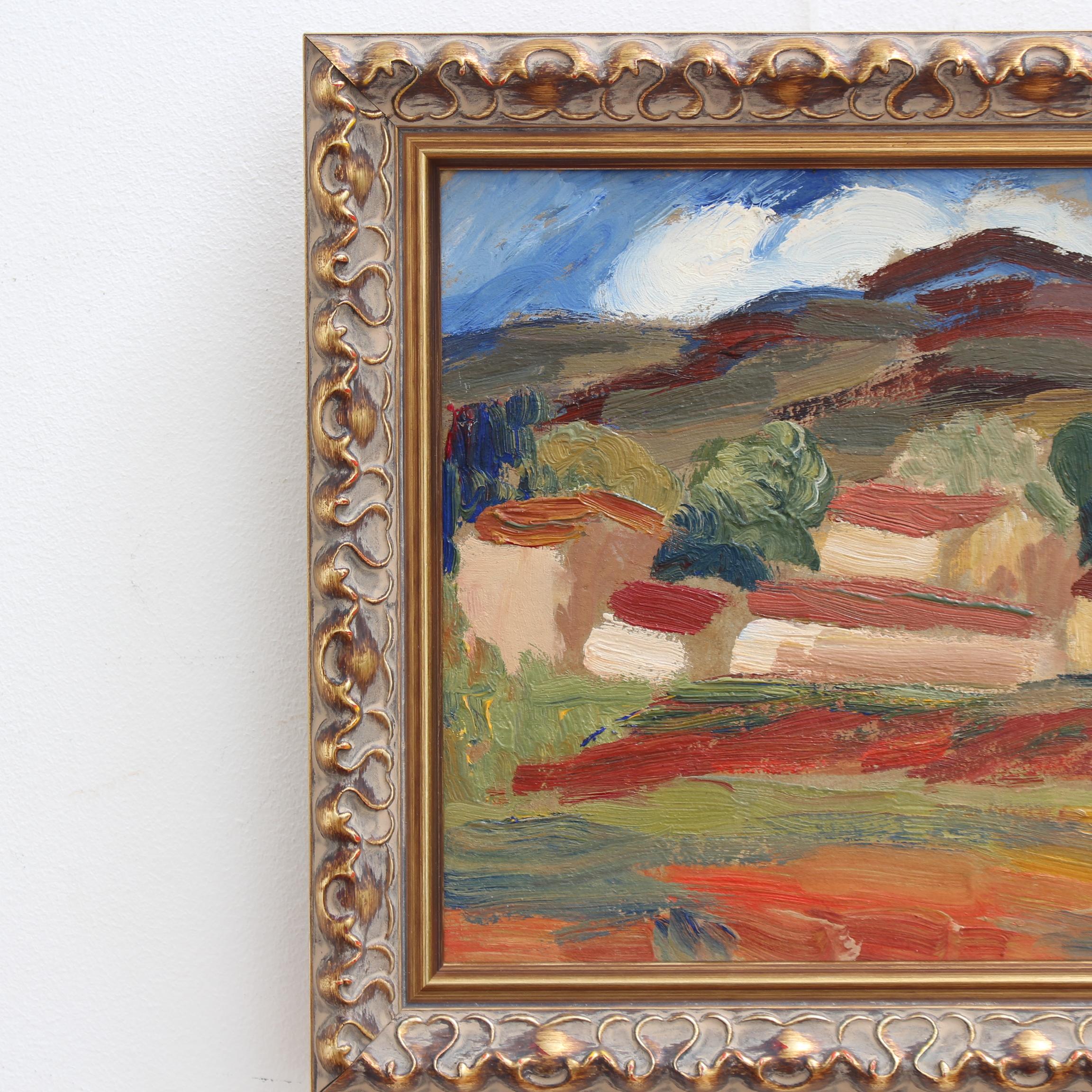 'Farm in Provence' French Vintage Landscape Oil Painting 4