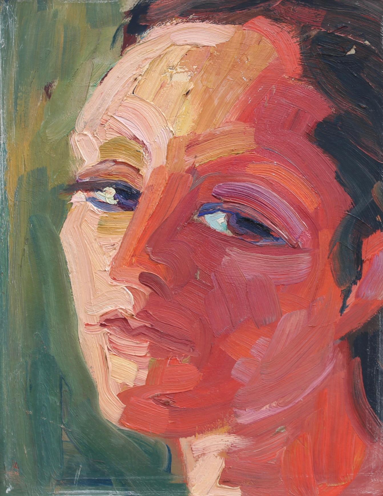 Porträt einer jungen Frau – Painting von Anna Costa