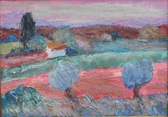 'Provencal Sunset' French Vintage Impressionist Oil Painting