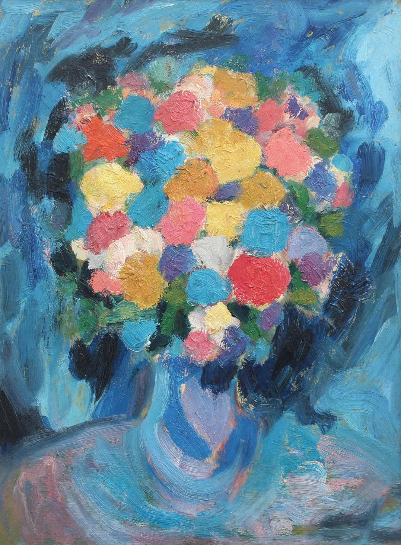 Still Life in Bleu - Painting by Anna Costa